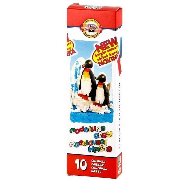 Пластилин мягкий Koh-I-Noor PENGUIN 10 цв. 240 г ассорти со стеком