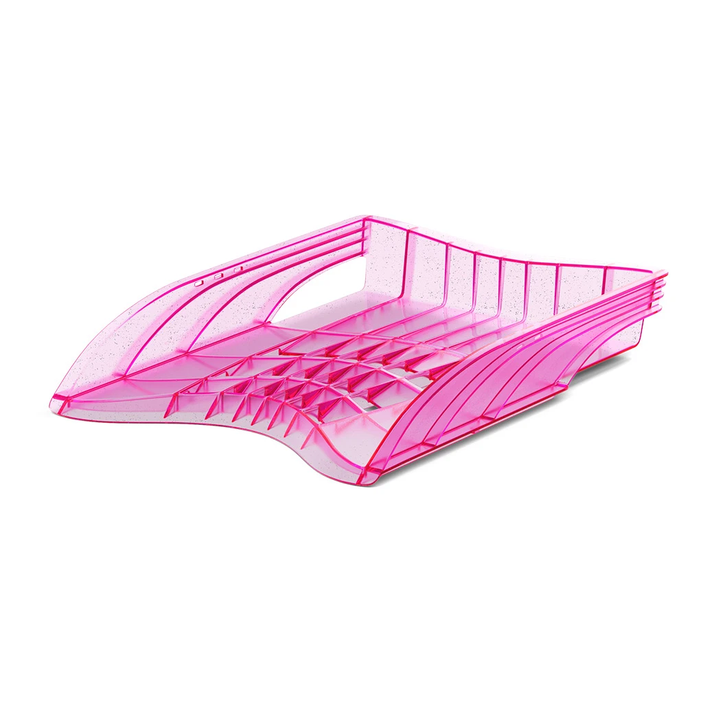 Лоток для бумаг пластиковый ErichKrause® S-Wing, Glitter, розовый