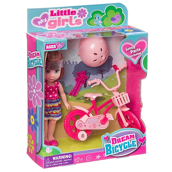 Набор игровой с куклой Dream Bicycle, BOX, 2 вида, арт.63004.