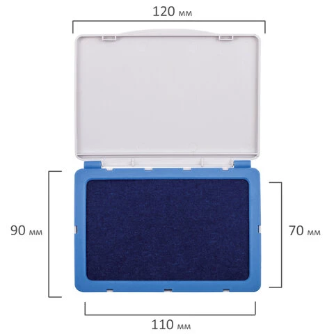 Штемпельная подушка BRAUBERG, 120х90 мм (рабочая поверхность 110х70 мм), синяя