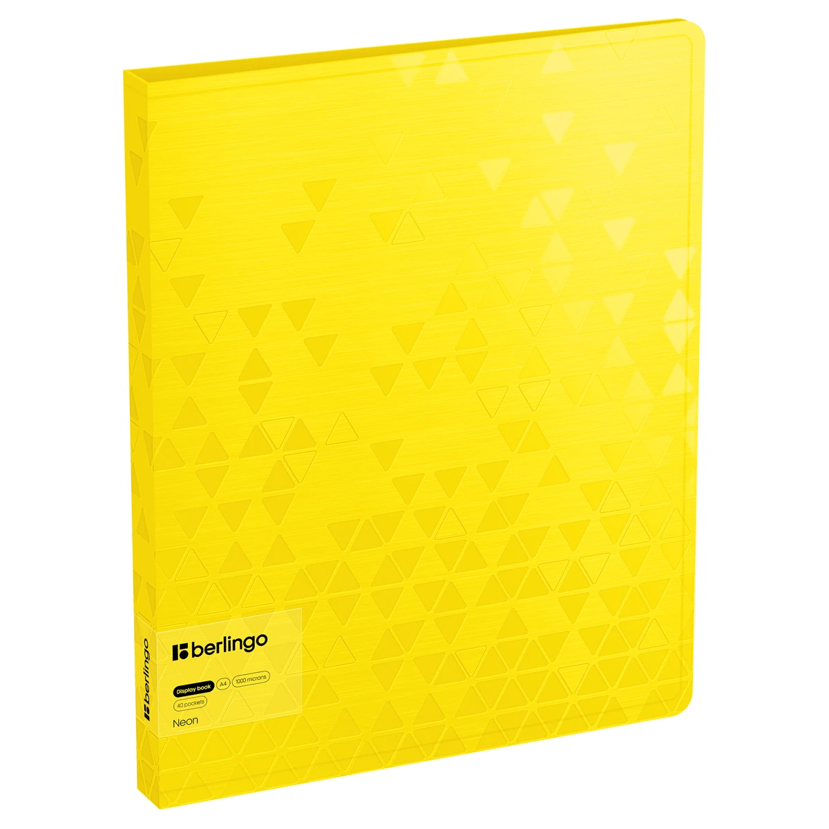 Папка с 40 вкладышами Berlingo "Neon", 24мм, 1000мкм, желтый неон, с