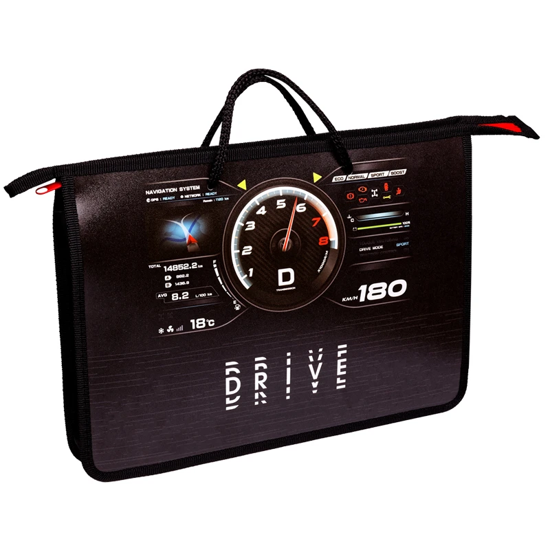 Папка с ручками А4, ArtSpace "Drive", пластик, на молнии, 45мм