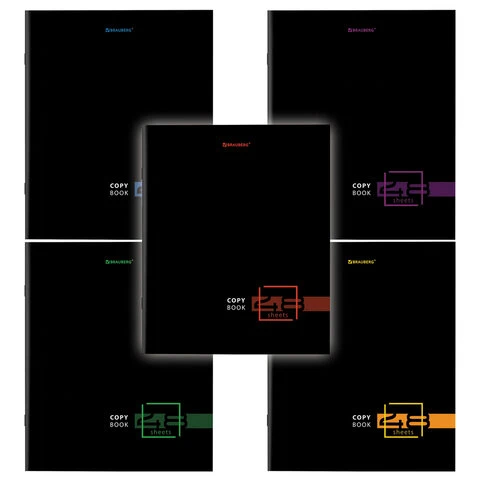 Тетрадь А5 48 л. BRAUBERG скоба, линия, обложка картон, "Dark", 404383