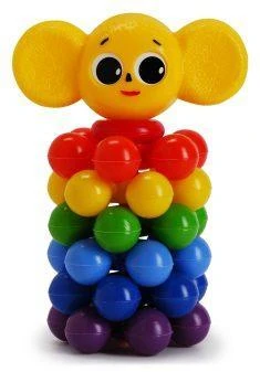 Пирамида Ушастик с шариками, 19 см, сетке, 8 дет. 9250 Пирамида Ушастик с шариками, 19 см, сетке, 8 дет. 9250