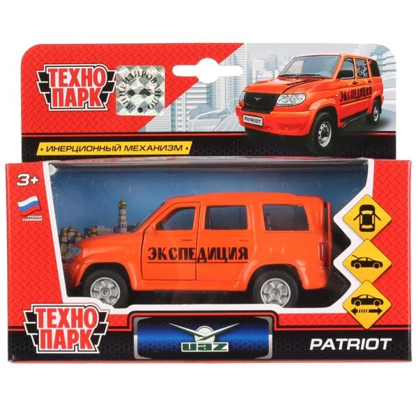 Машина металл UAZ patriot экспедиц., 12 см, дв., багаж., инерция, Технопарк