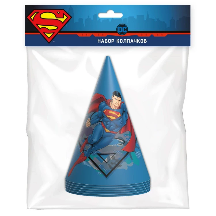 Superman. Набор колпачков (синие с героем), 6 штук