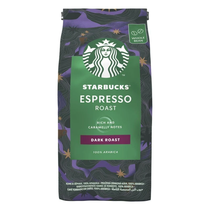 Кофе STARBUCKS Espresso Roast в зернах, темная обжарка, 200г.