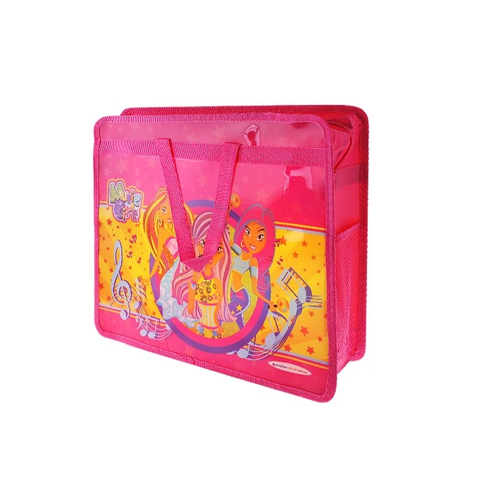 Портфель пластиковый А4 с рисунком на молнии тканевые ручки "Music