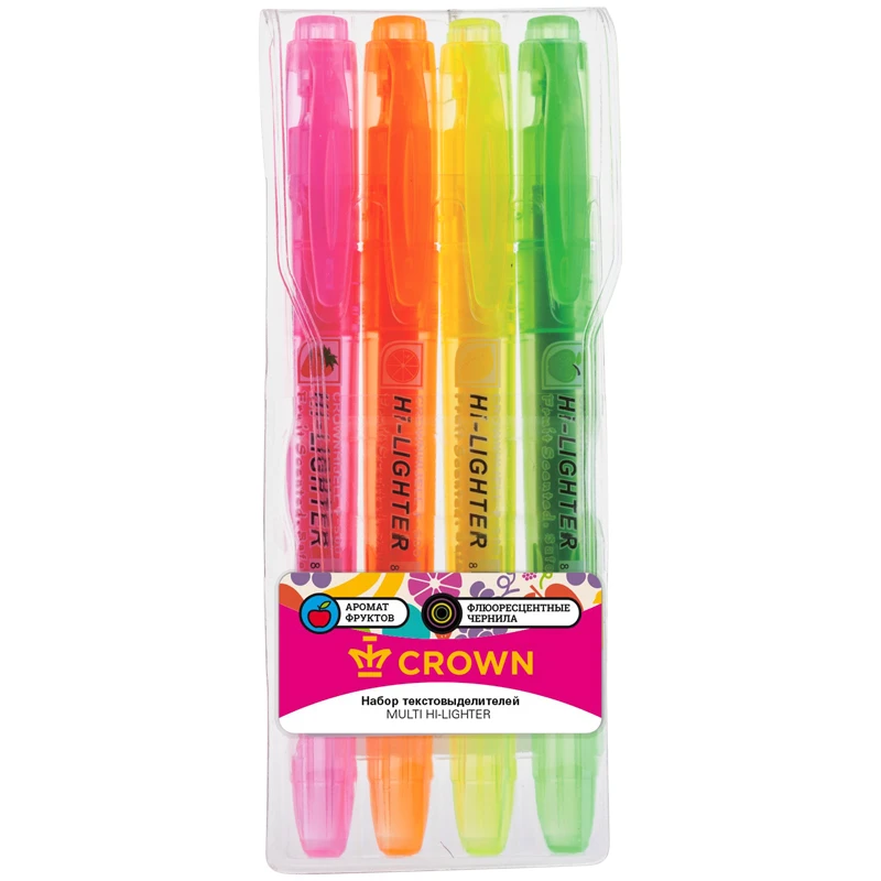 Набор текстовыделителей Crown "Multi Hi-Lighter Aroma" 4цв., 1-4мм,