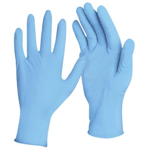 Перчатки нитриловые голубые, 50 пар (100 шт.), неопудренные, прочные, размер S