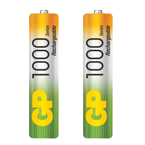 Батарейки аккумуляторные GP, AAA, Ni-Mh, 1000 mAh, комплект 2 шт., в блистере,