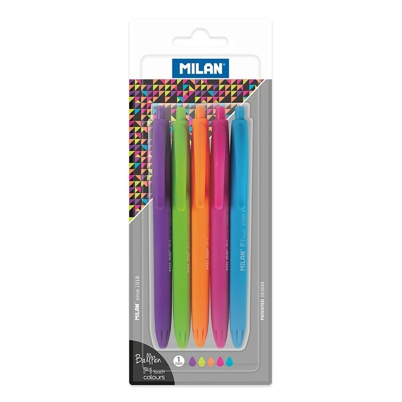 Ручка шарик MILAN P1 touch colours,1,0мм,4цвет,5шт/уп,европодвес,BWM10303 Ручка шарик MILAN P1 touch colours,1,0мм,4цвет,5шт/уп,европодвес,BWM10303