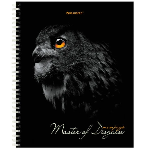 Тетрадь А5 96 л. BRAUBERG, гребень, клетка, твёрдая обложка, "Совы"