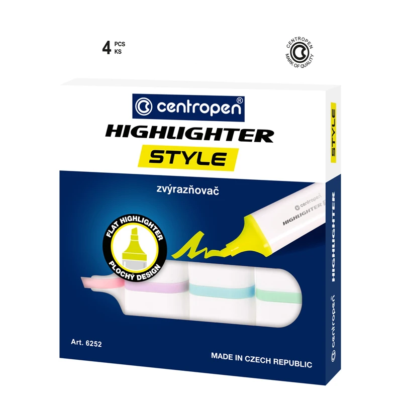 Набор текстовыделителей Centropen Style "6252", 4 пастельных цвета,