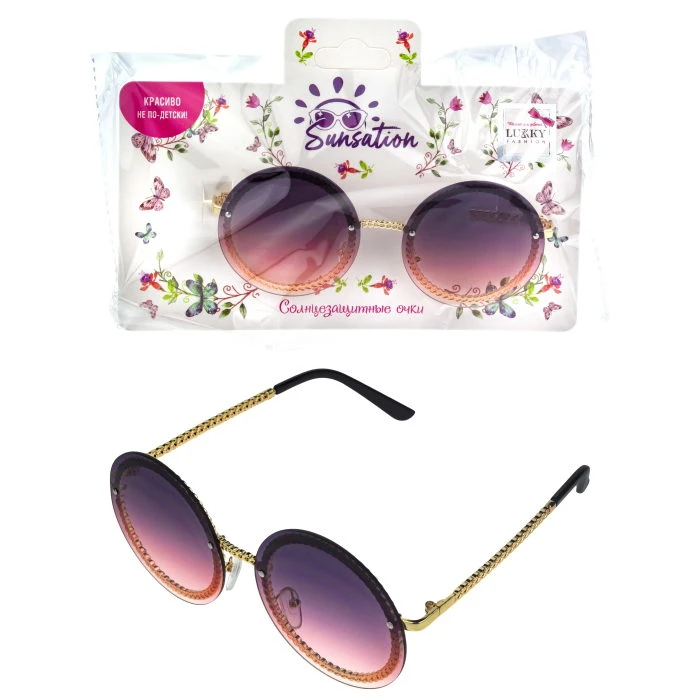 Lukky Fashion Солнцезащитные очки для подростков и взрослых, круглые с декором