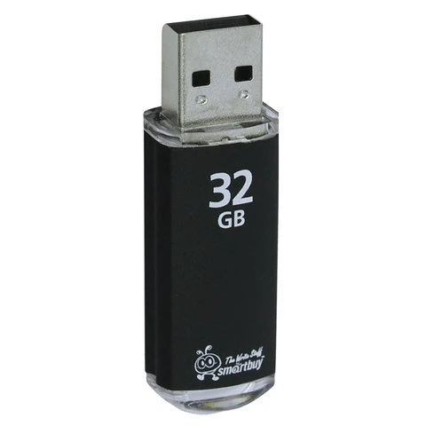 Флэш-диск 32 GB, SMARTBUY V-Cut, USB 2.0, металлический корпус, черный,