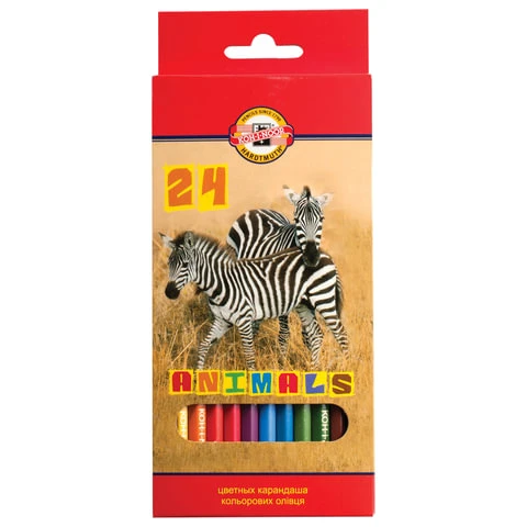 Карандаши цветные KOH-I-NOOR "Animals", 24 цвета, грифель 2,8 мм,
