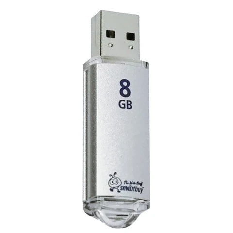 Флэш-диск 8 GB, SMARTBUY V-Cut, USB 2.0, металлический корпус, серебристый,