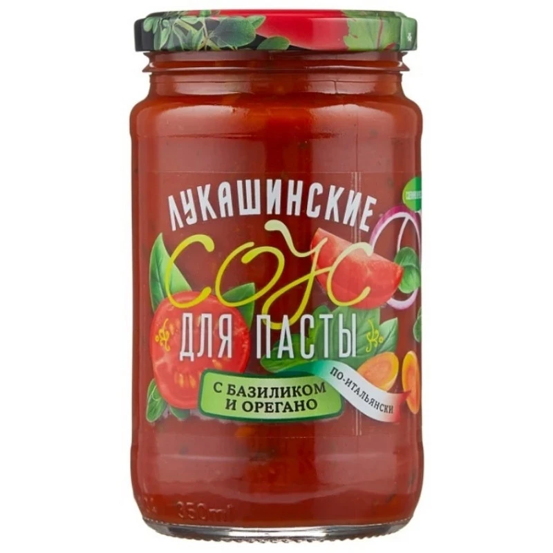 Соус Лукашинские ДЛЯ ПАСТЫ по-итальянски с базиликом и орегано, 365 г