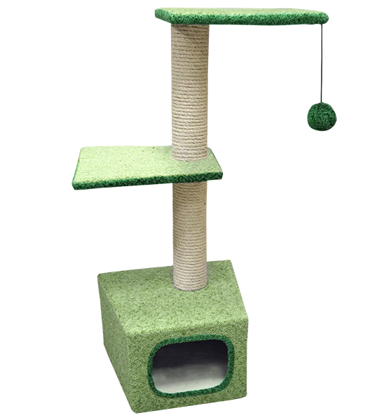 Дом для кошек, две площадки-трапеции, велюр ковровый (620х360х980) зеленый Дом для кошек, две площадки-трапеции, велюр ковровый (620х360х980) зеленый