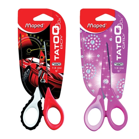 Ножницы MAPED (Франция) "Tatoo Innovation", 130 мм, с цветной печатью,