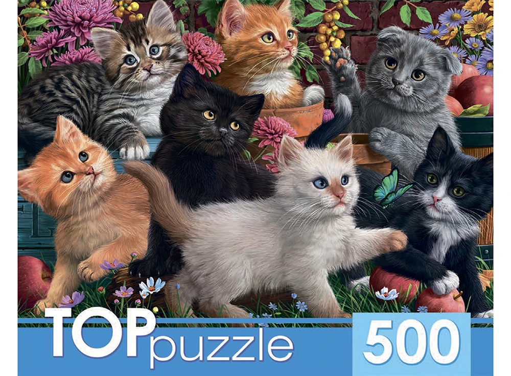 TOPpuzzle. ПАЗЛЫ 500 элементов. ХТП500-6809 Игривые котята