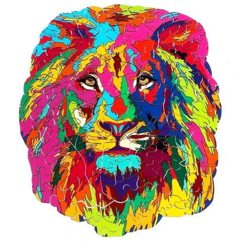 Пазл деревянный "Красочный лев", 104 фигурных детали, деревянный