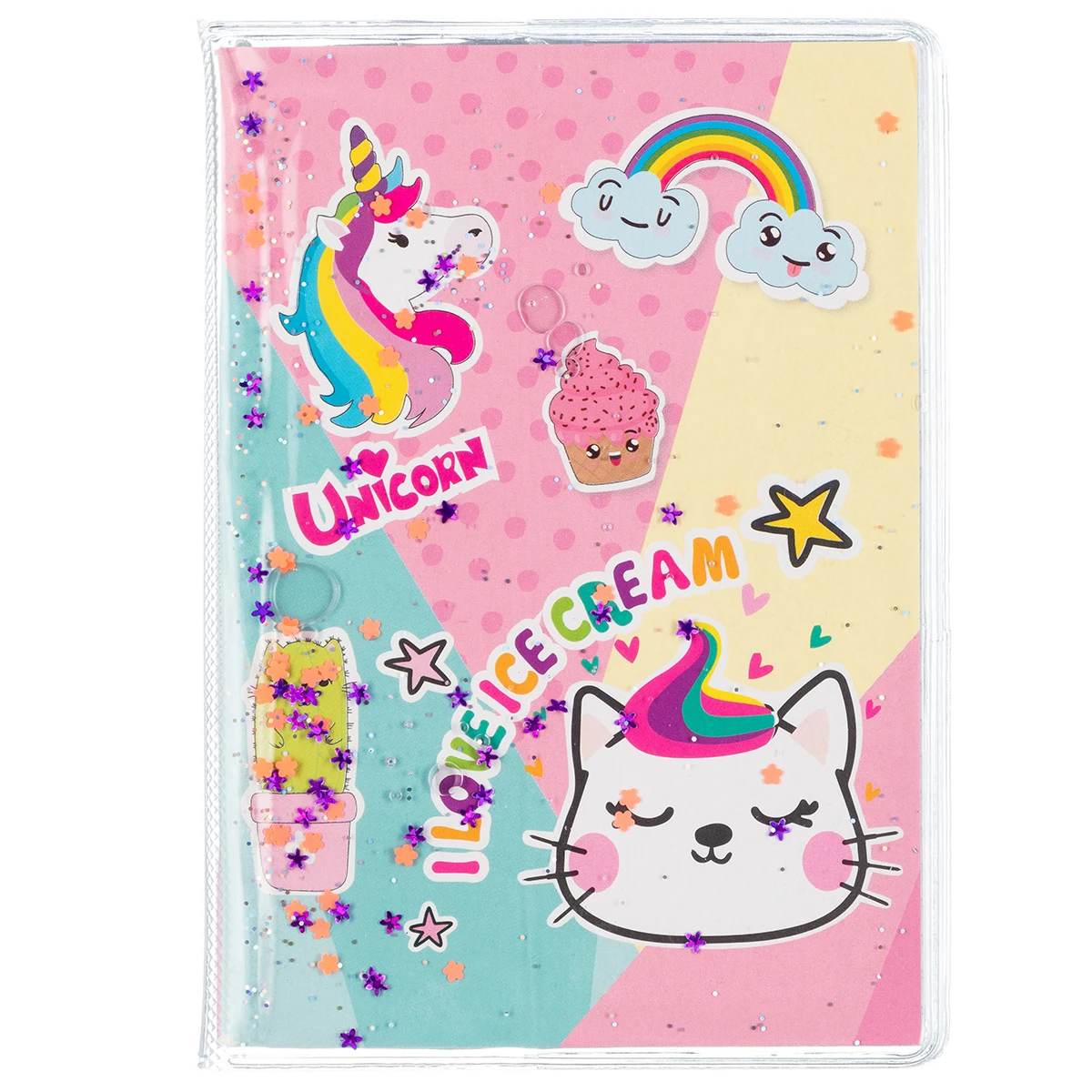 Арт.90240 Блокнот "Кот и Единорог" с гел. наполнением, А6, 11х15 см,