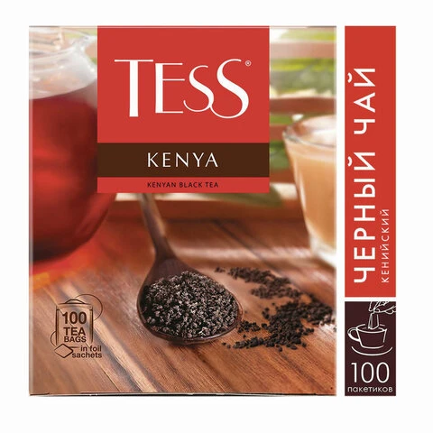 Чай TESS (Тесс) "Kenya", черный, 100 пакетиков в конвертах по 2 г,