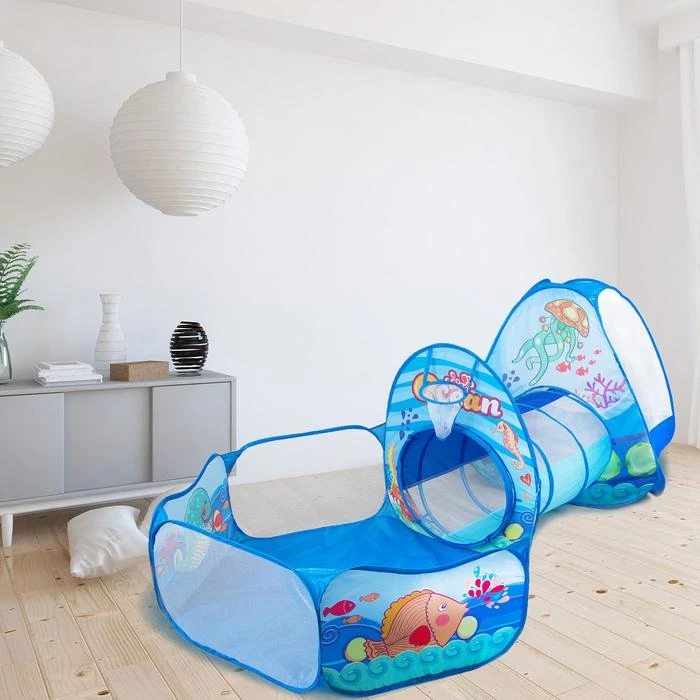 Набор детская игровая палатка + туннель + сухой бассейн «Океан», 6 ? 53 ? 53 см Набор детская игровая палатка + туннель + сухой бассейн «Океан», 6 ? 53 ? 53 см