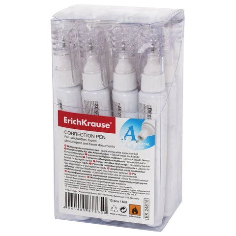 Ручка-корректор ERICH KRAUSE "Arctic White", 8 мл, металлический
