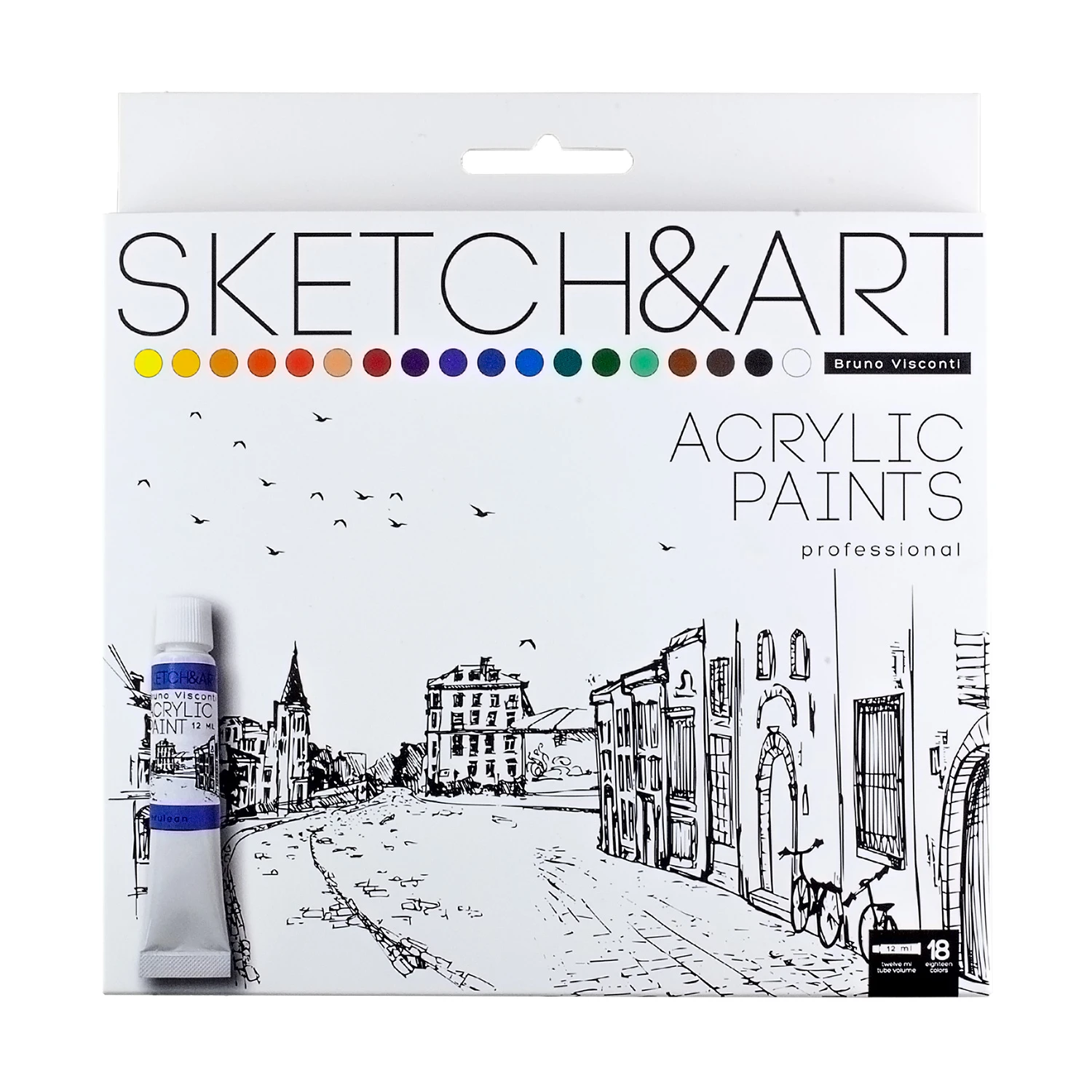 КРАСКИ АКРИЛОВЫЕ, 18 ЦВ., 12 МЛ, В КОРОБКЕ-ПЕНАЛЕ КРАСКИ АКРИЛОВЫЕ, 18 ЦВ., 12 МЛ, В КОРОБКЕ-ПЕНАЛЕ