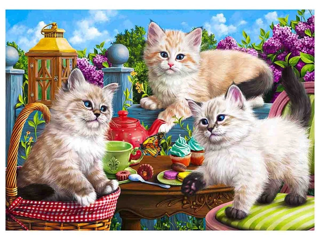 Алмазная мозаика Шкодные котята, 40х50 см, 15 цв, частичное заполнение, с Алмазная мозаика Шкодные котята, 40х50 см, 15 цв, частичное заполнение, с