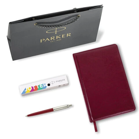 Ручка шариковая PARKER "Jotter Plastic CT", корпус красный, ежедневник