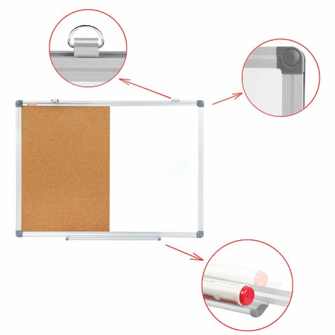 Доска комбинированная: магнитно-маркерная, пробковая для объявлений, 45х60 см,