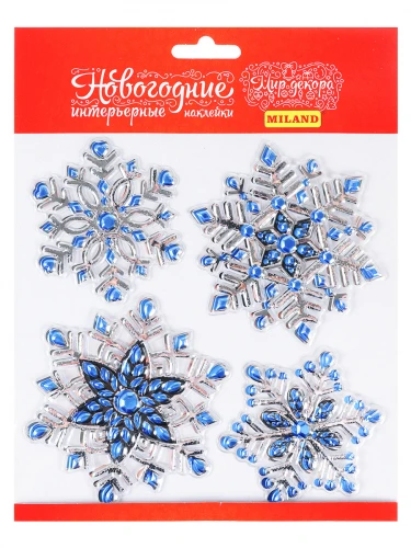 Интерьерная наклейка "Набор больших голубых снежинок" 18x18см НУ-9254 Интерьерная наклейка "Набор больших голубых снежинок" 18x18см НУ-9254