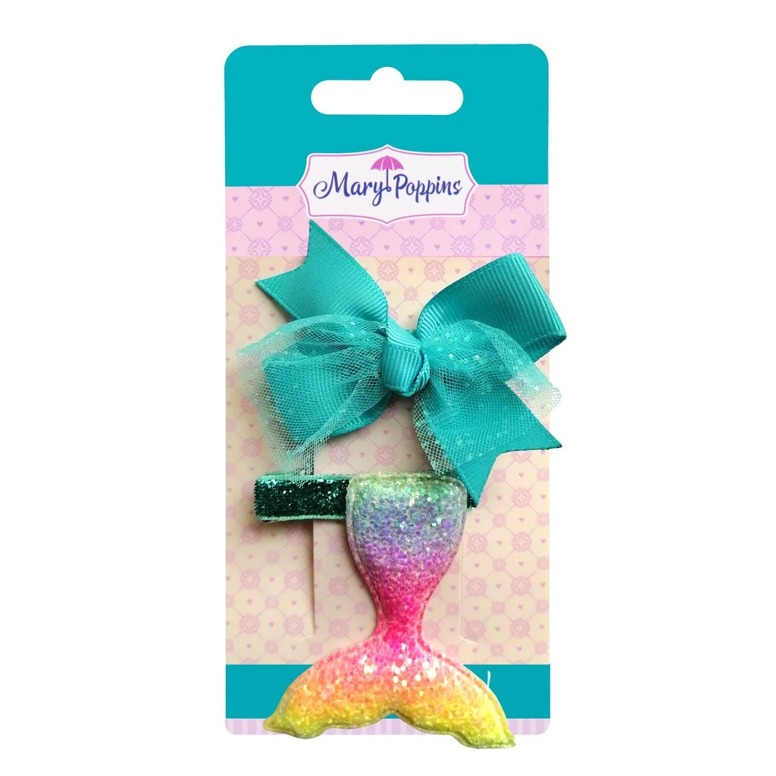 Набор зажимов "Русалка" 2 шт., бантик : 8*4 см., хвост: 5*6,5 см.