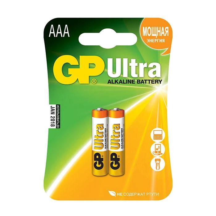 Батарейка GP UITRA ААА/LR03/24A алкалин. 1,5 V 2 шт: 24AU-2CR2 штр.: