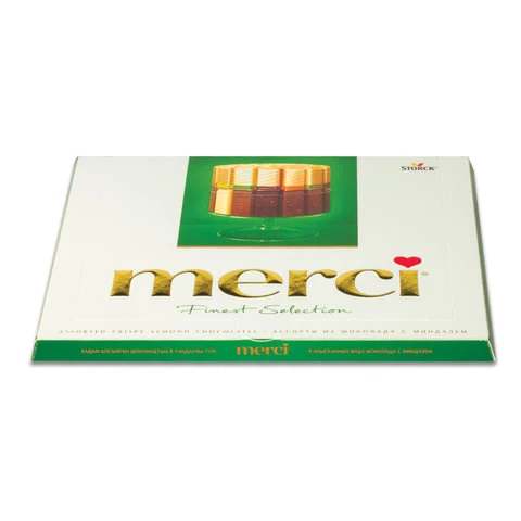 Конфеты шоколадные MERCI (Мерси), ассорти из шоколада с миндалем, 250 г,