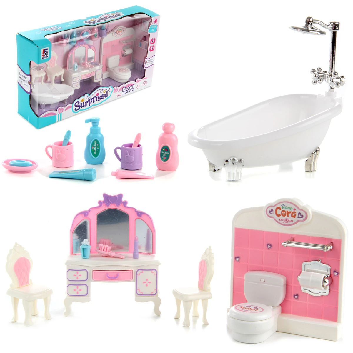 Мебель для кукол Ванная комната, 38х9,2х21,5, коробка