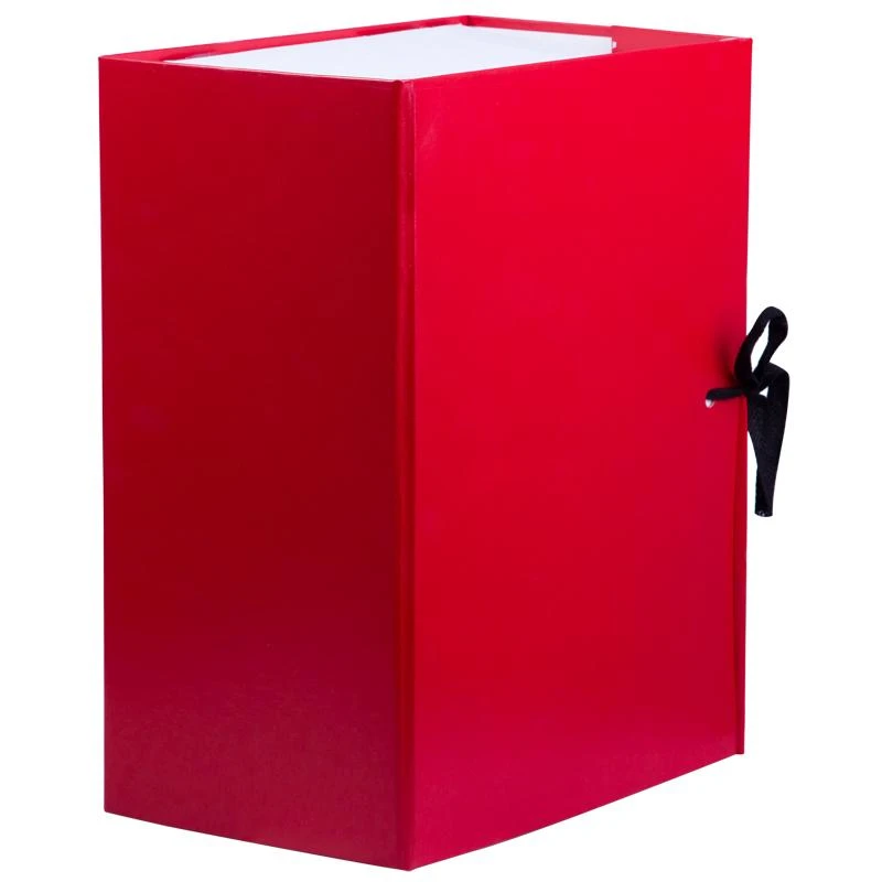 Короб архивный с завязками OfficeSpace разборный, БВ, 150мм, красный, клапан
