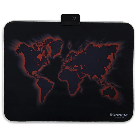 Коврик для мыши игровой с подсветкой SONNEN "LIGHTING", резина+ткань,