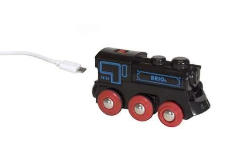 BRIO Подзаряжаемый ретро-паровоз с mini USB кабелем,движ.,свет,звук,20х5х10см,
