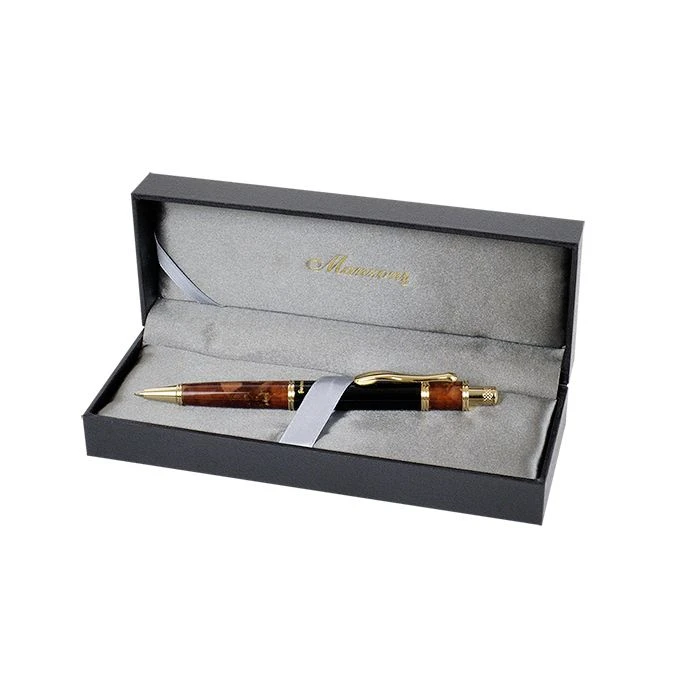 Ручка шариковая PERUGIA цв.корпуса: темн.янтарь кож/з футл.