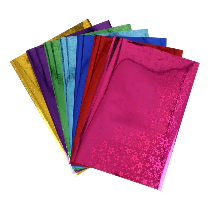 Фольга цветная А4, 7 листов, 7 цветов, голографическая, 100 г/м2