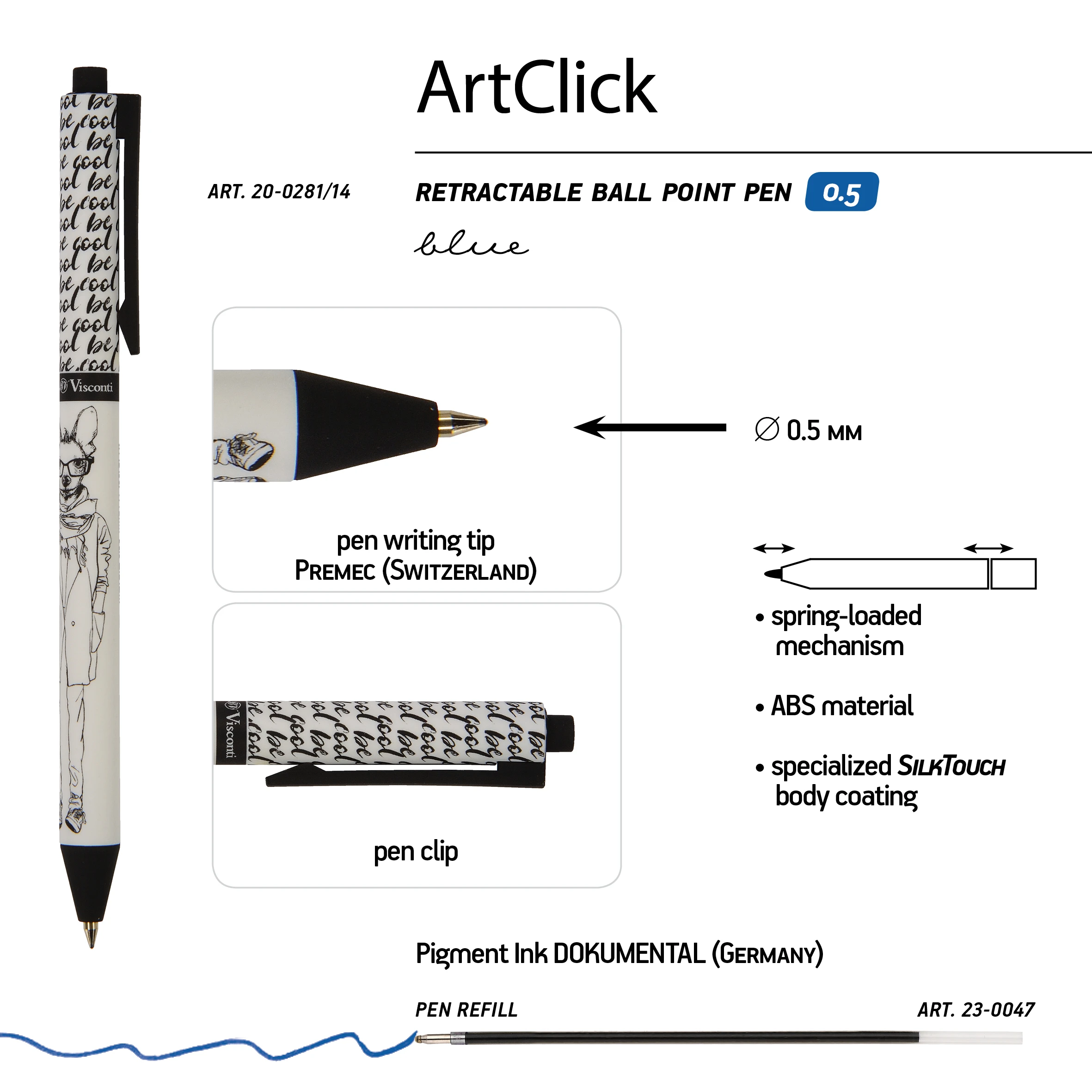 РУЧКА "ArtClick. Человекопес" ШАРИКОВАЯ, 0.5 ММ, СИНЯЯ