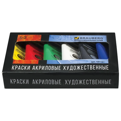 Краски акриловые художественные BRAUBERG ART "CLASSIC", НАБОР 6 цветов