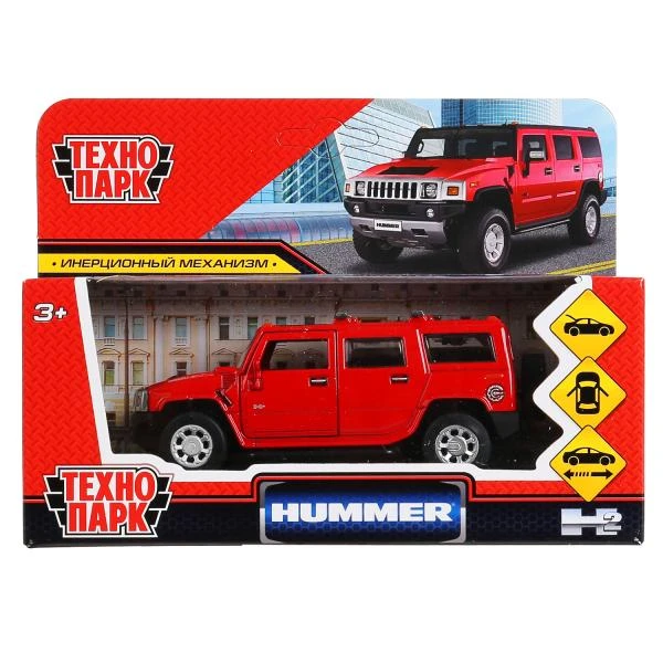Машина металл HUMMER "hummer h2", дл12см,откр дв,багаж,инерц,красный,в