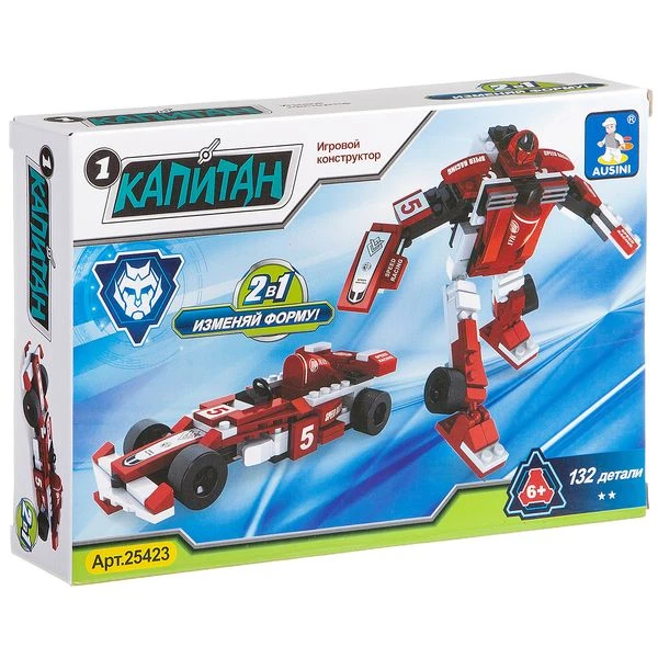 Конструктор Капитан AUSINI, 2 в 1, 132 дет., рус. упак., BOX 22x15x5 см