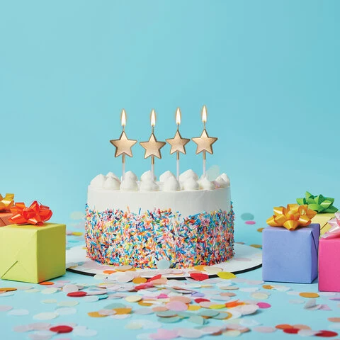 Набор свечей для торта "Звезды на длинных пиках", 4 шт., 3,3 см,